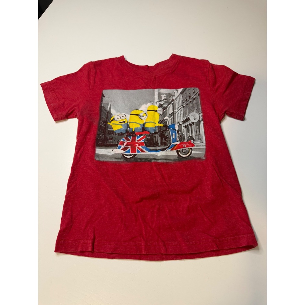 Minions Boys Red Graphic T-Shirt British Scooter Union Jack 5T Illumination